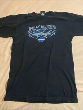 Harley-Davidson Black Short Sleeve Tee with Blue Graphic